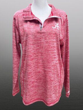 Alabama Crimson Tide Women’s XL Quarter Zip Pullover Heathered Red Russell